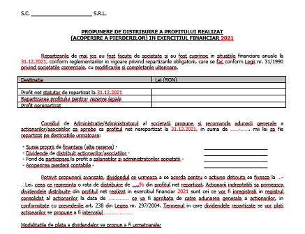 Financiar Camarad Pustii Propunere De Distribuire A Profitului Legea