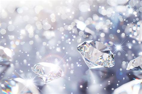 Diamonds On A Sparkling White Bokeh Background Stock Photo Image Of