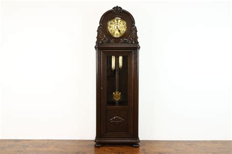 Art Deco Antique Carved Oak German Grandfather Clock Brandmann Berlin