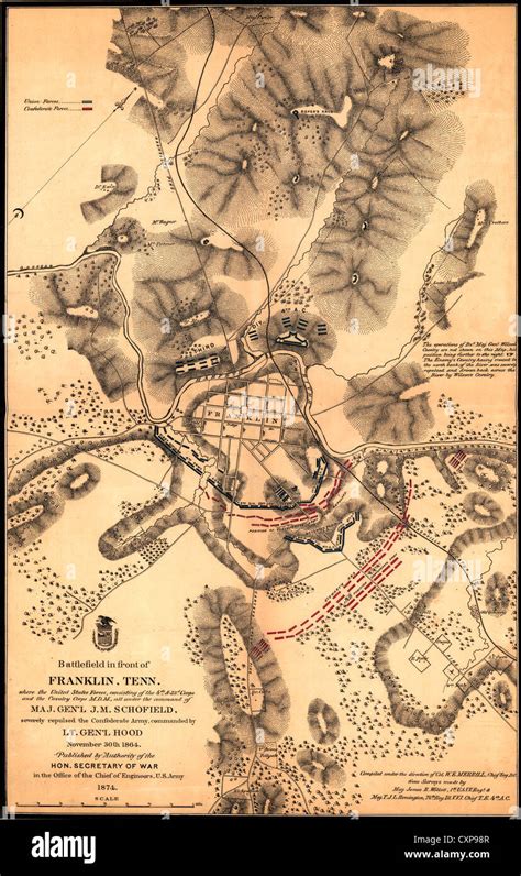 Map Of Battlefield Battle Of Franklin During The Usa Civil War