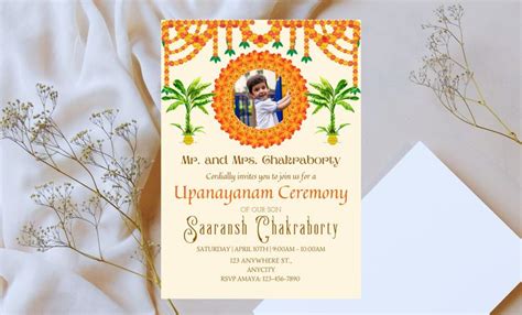 Upanayanam Invitation Thread Janeu Ceremony Invitation Upanayana