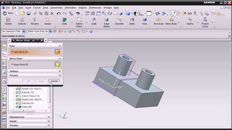 Siemens Nx Training Tutorial Ug Nx Cad Tutorial Mirror Body Youtube