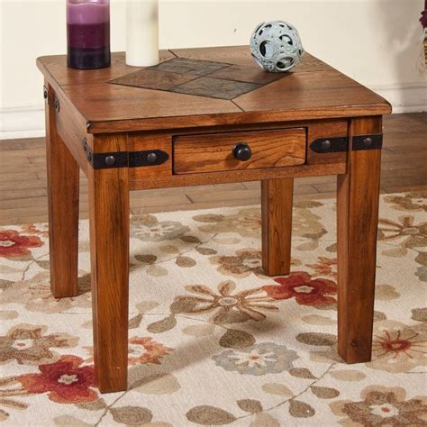 Sunny Designs Sedona Rustic Oak Stone Rustic End Table at Lowes.com