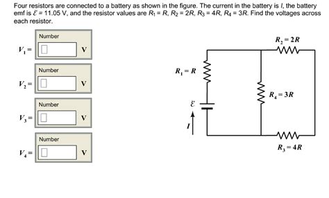 Solved Four Resistors Are Connected To A Battery As Shown In Chegg