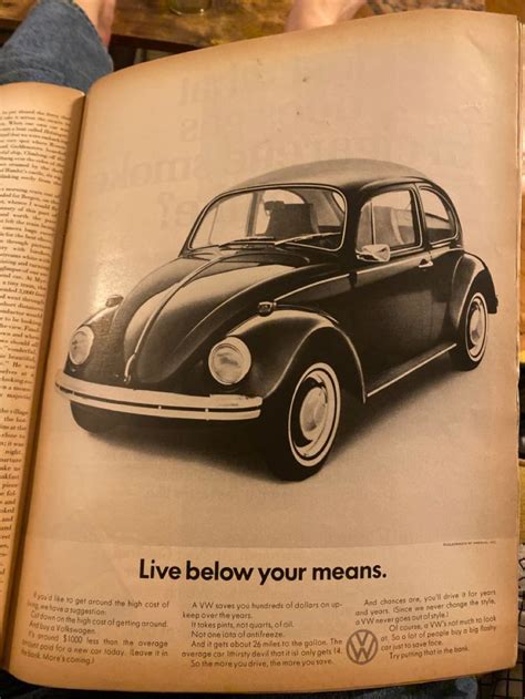 An Old Vw Beetle Ad Is Featured In The Book Live Below Your Means