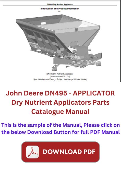 John Deere DN495 APPLICATOR Dry Nutrient Applicators Parts Catalogue