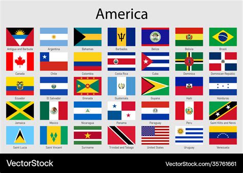 Set flags american countries all america flag Vector Image