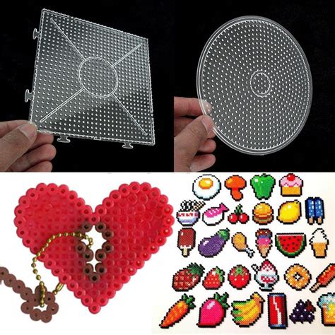 Crafts X Interlocking Pegboards Perler Bead Hama Fuse Beads Clear Diy