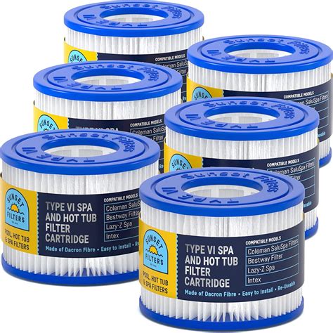 SUNSET FILTERS SaluSpa Water VI Coleman Spa And Hot Tub Filter Replacement Cartridge Universal