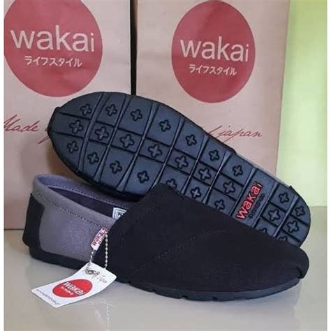 Jual New Slip On Wakai Hitam Abu Sol Hitam Terbaru Shopee Indonesia