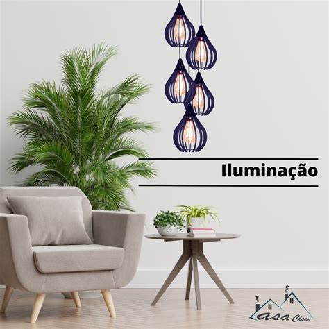 Luminária Lustre Pendente Rustico Modelo Gota em Madeira Kit 5