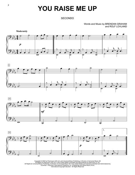 You Raise Me Up Piano Duet Print Sheet Music Now