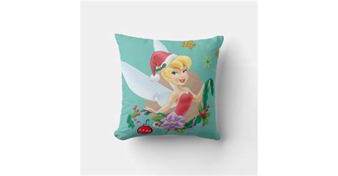 Tinker Bell Tinker Bell In Santa Hat Throw Pillow Zazzle