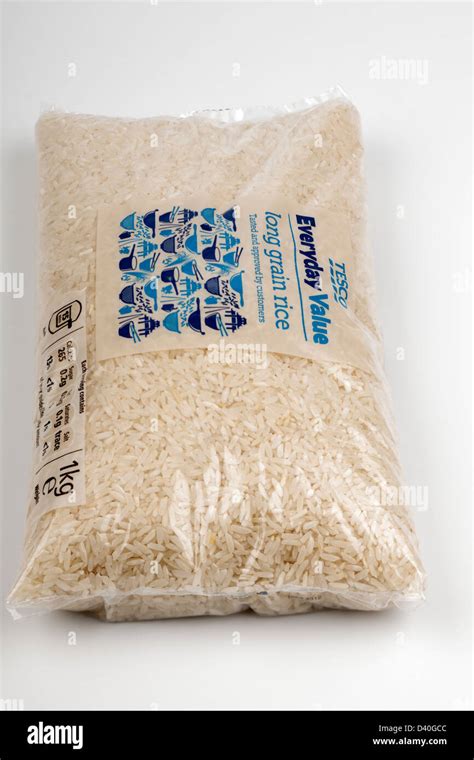 One Kilogram Packet Of Tesco Everyday Long Grain Rice Stock Photo Alamy