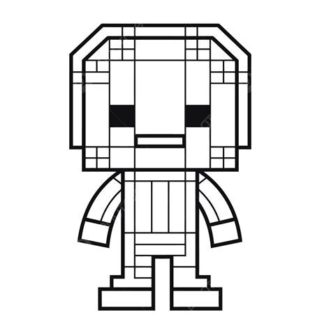 Minecraft Persona Para Colorear Páginas Imprimibles Sprite Contorno Boceto Dibujo Vector Png