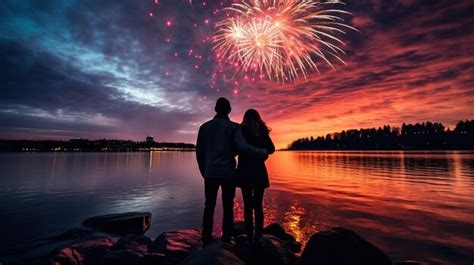 Des Feux Dartifice Pour La Veille Du Nouvel An Des Couples Apprécient