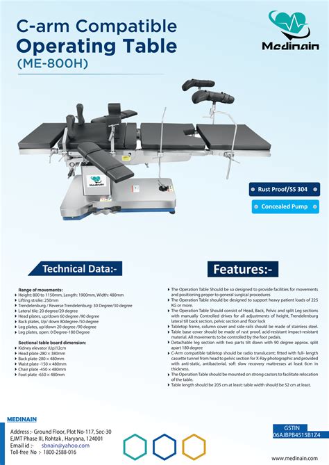 Hydraulic Ot Table C Arm Compatiable Me H Medinain