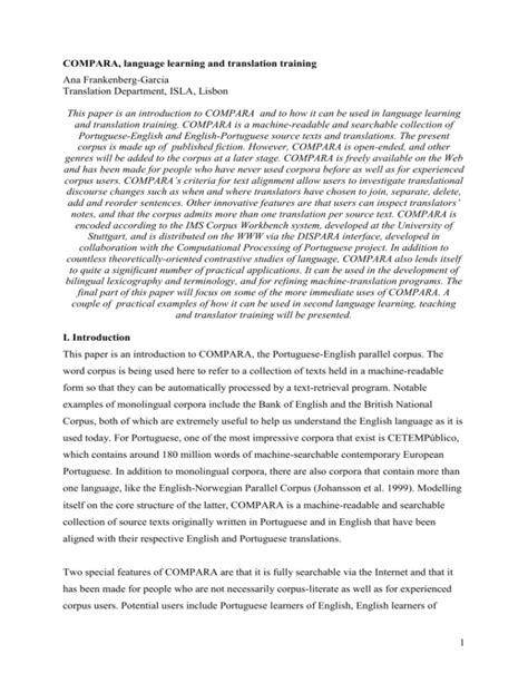 Compara, language learning and translation training