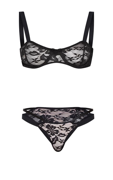 Black Underwired Lace Lingerie Set Lingerie Prettylittlething Aus