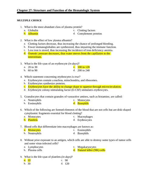 Nsg Advanced Pathophysiology Exam Week Practice Questions And