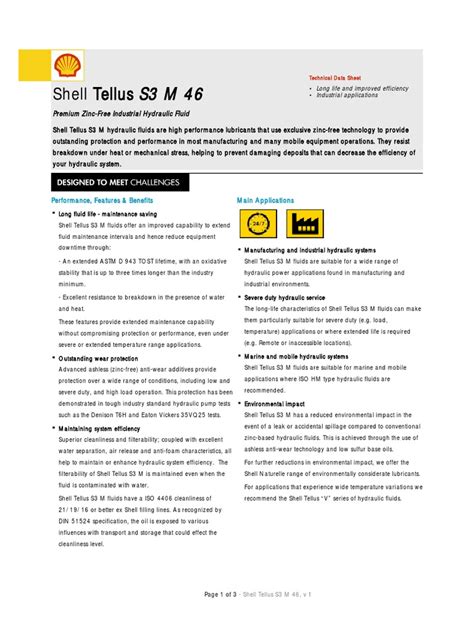 Shell Tellus S3 M 46 Performance Features And Benefits Main