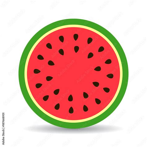 Watermelon Round Slice Vector Illustration Stock Vector Adobe Stock