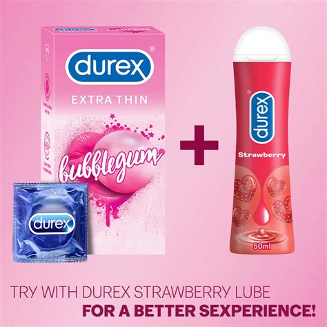 Buy DUREX EXTRA THIN BUBBLEGUM FLAVOURED CONDOMS FOR MEN 10S Online