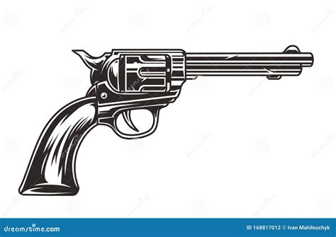 Vintage Cowboy Revolver Engraving Vector CartoonDealer 136866109