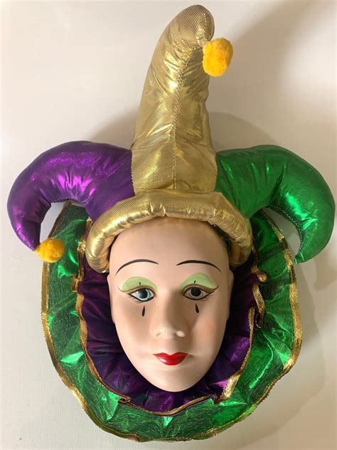 Mardi Gras Jester Ceramic Face Silkvelvet Etsy