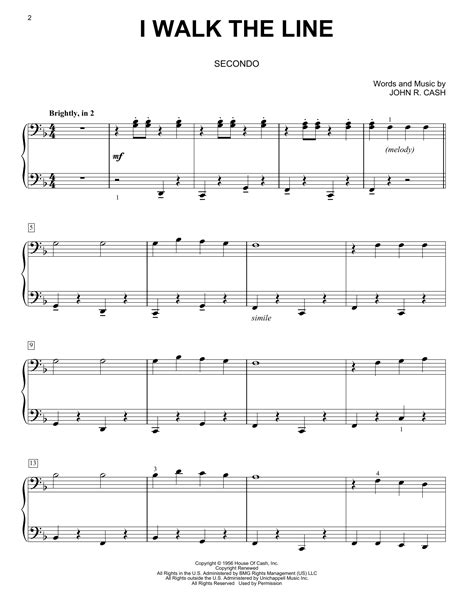 I Walk The Line Sheet Music Johnny Cash Piano Duet