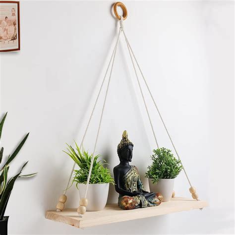 Decazone Macrame Wall Hanging Shelf Wood Floating Shelves With Wooden