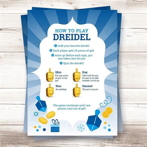 Printable Dreidel Dreidel Game Rules With Pictures