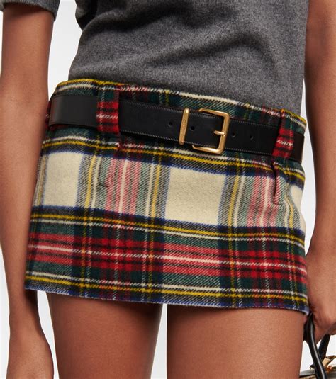 Checked Wool Miniskirt In Multicoloured Miu Miu Mytheresa