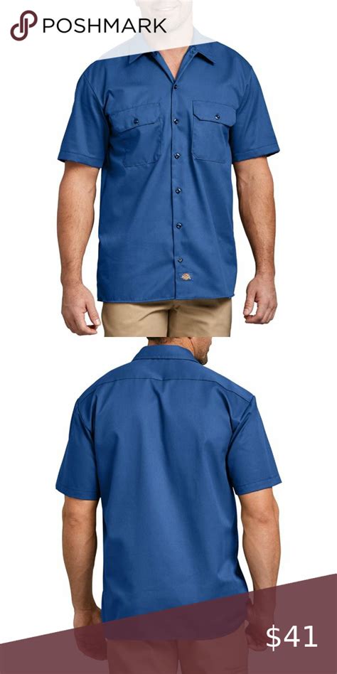 Dickies Mens 1574 Short Sleeve Flex Original Fit Button Up Work Shirt Work Shirts Casual