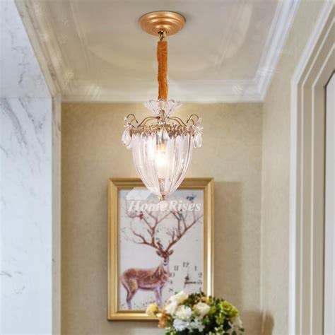 Mini Crystal Chandeliers Glass Metal Lighting Foyer Fixture For Sale