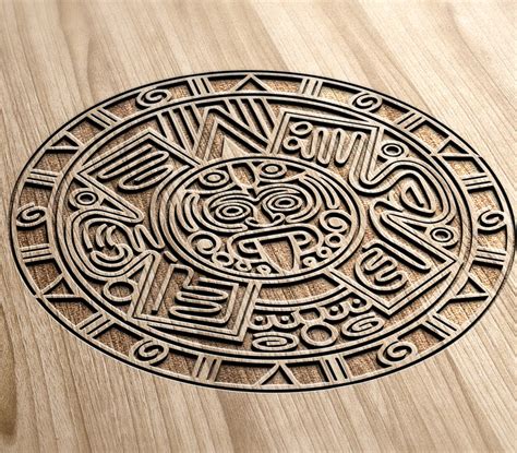 Aztec Gift V Like Aztec Calendar Vector Dxf Cdrsvg Etsy