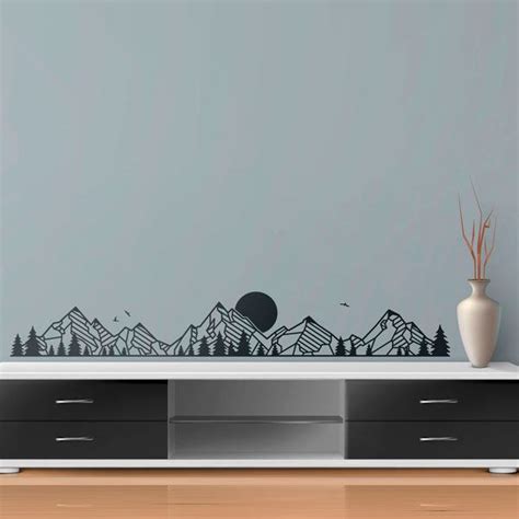 Wall Stickers Mountain And Pine Landscape