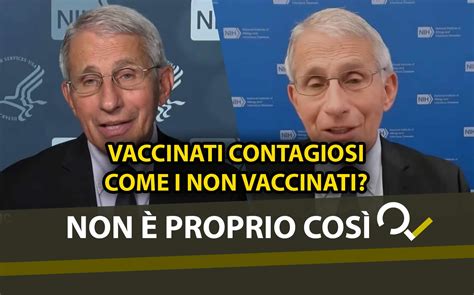 La carica virale dei vaccinati è la stessa dei non vaccinati Fauci