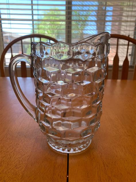 Vintage Cube Crystal Water Pitcher Fostoria Etsy