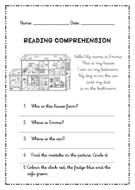 Reading Comprehension Worksheets For 2nd Graders Reading Worksheet