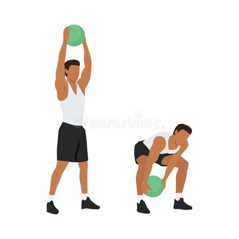 Man Doing Medicine Ball Slams Against the Floor. Stock Illustration - Illustration of medicine ...