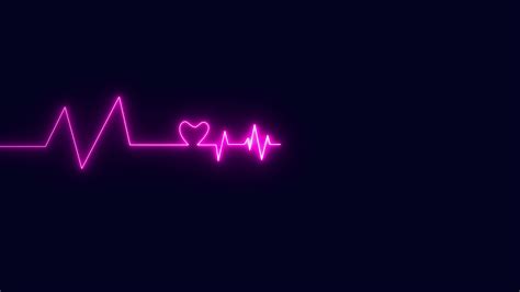 Neon Heartbeat On Black Isolated Background Heartbeat Animation