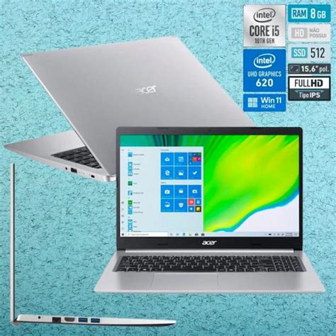 Notebook Acer Intel Core I5 8GB 512GB SSD 15 6 Full HD Windows 11