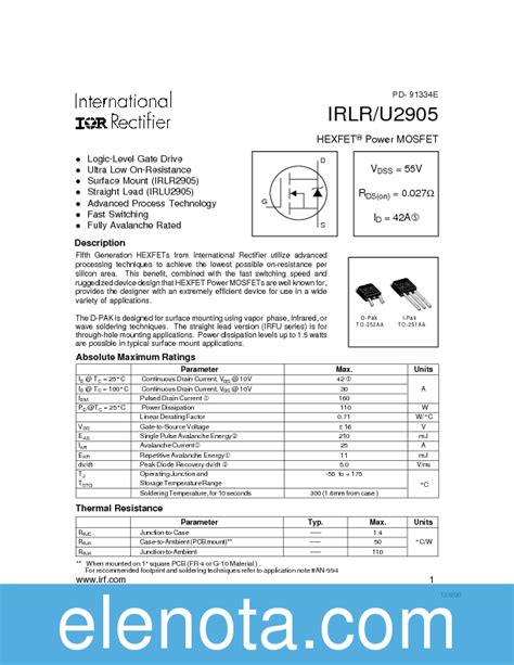 Irlr Datasheet Pdf Kb International Rectifier Pobierz Z