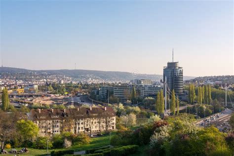 Stuttgart Landscape Germany Tv Tower Vineyards Beautiful Blue Sk Stock