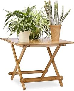 Relaxdays Table D Appoint Pliable En Bambou Console Pliante Table