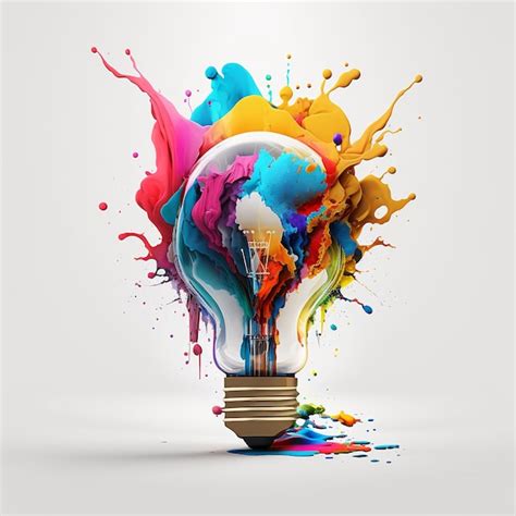 Premium Ai Image A Colorful Light Bulb With Paint Splatters On It