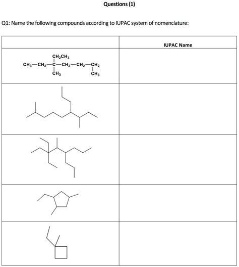 Solved I Want The Iupac Name Please Questions Q Name The Following