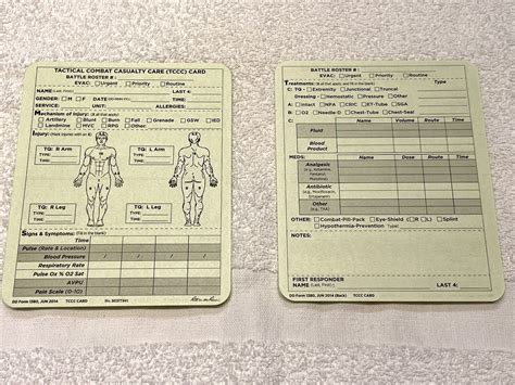 Tactical Combat Casualty Care Tccc Cards Dd Form 1380 Ten 10 Pack