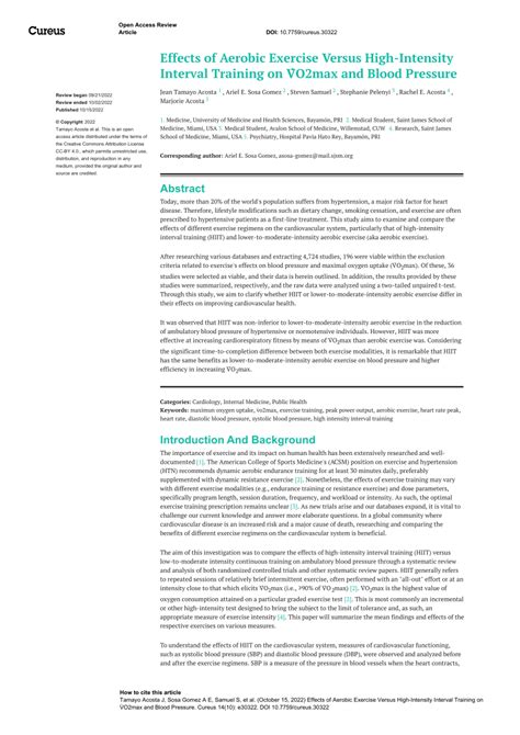 PDF Effects Of Aerobic Exercise Versus High Intensity Interval